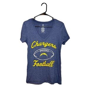 Navy Blue “Chargers Football” V-Neck T-Shirt